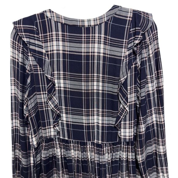 Loft Plaid Ruffle Flannel Knit Mini Dress - Picture 7 of 10